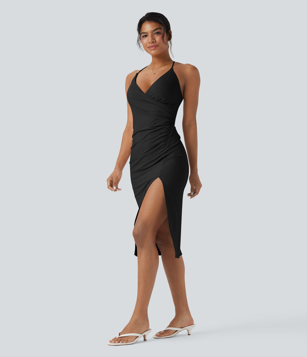 Robe moulante SoftlyZero™ Airy croisée froncée laçage effet frais InstantCool, bonnets E-G, protection solaire UPF50+