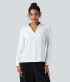 Chemise de travail en mousseline col V manches longues
