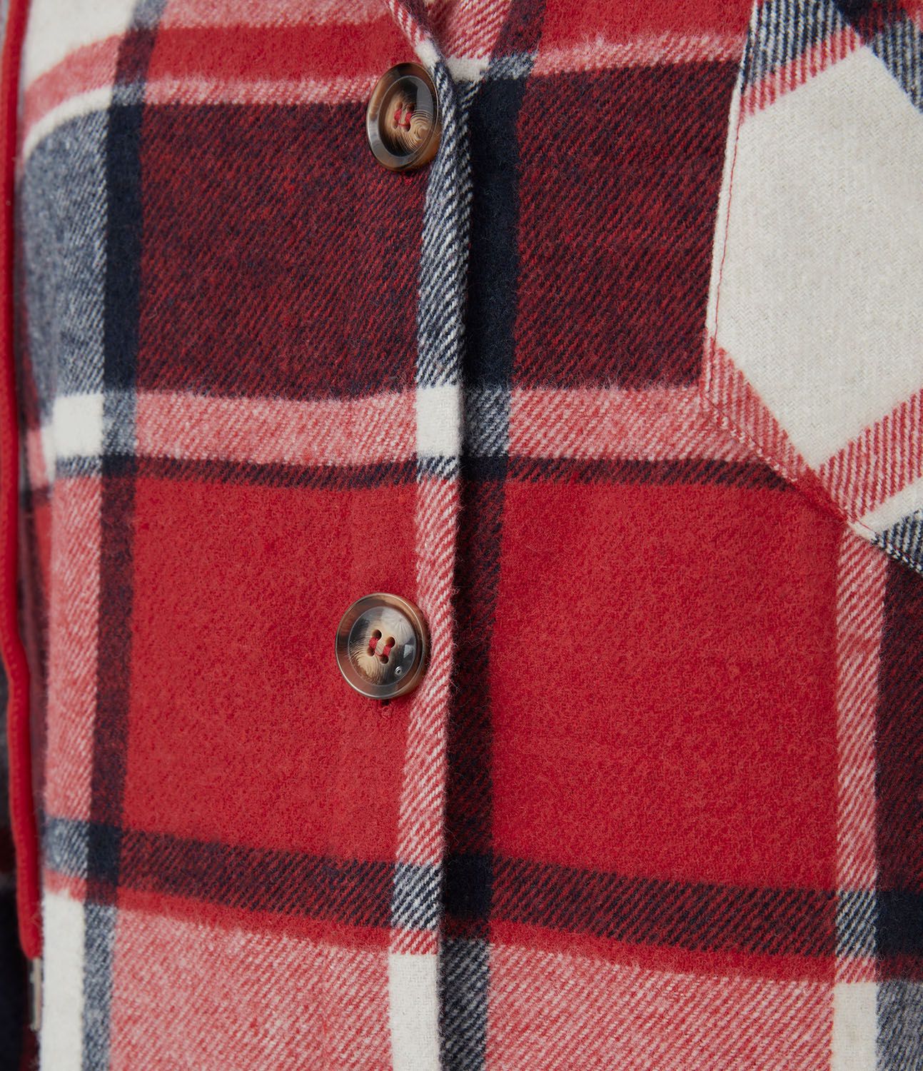 Veste de Casual à Carreaux en Polaire à Capuche avec Cordon de Serrage Boutons et Poches Latérales