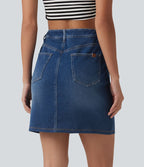 Halara Flex™ Jupe en jean asymétrique gainante taille mi-haute avec poches