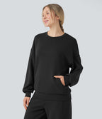 Sweat-shirt décontracté SpacerTek™ col rond, manches longues et dos croisé, avec poches