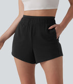 Short sweat décontracté 2 en 1 taille haute 10 cm avec poches