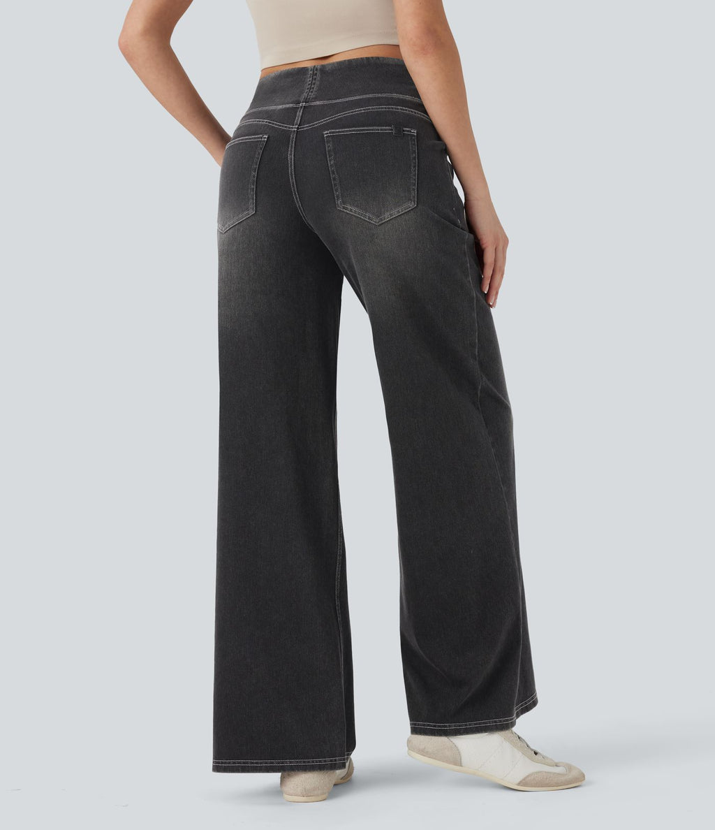 Jean décontracté ample gainant taille mi-haute avec poches Halara Flex™