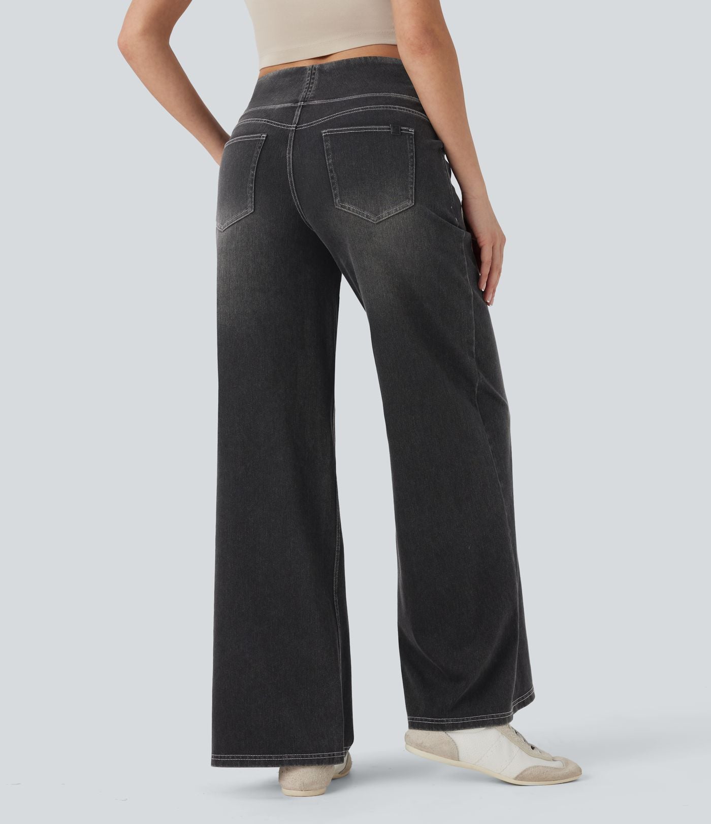 Jean décontracté ample gainant taille mi-haute avec poches Halara Flex™