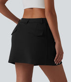 Jupe mini trapèze de golf 2-en-1 taille mi-haute avec poches