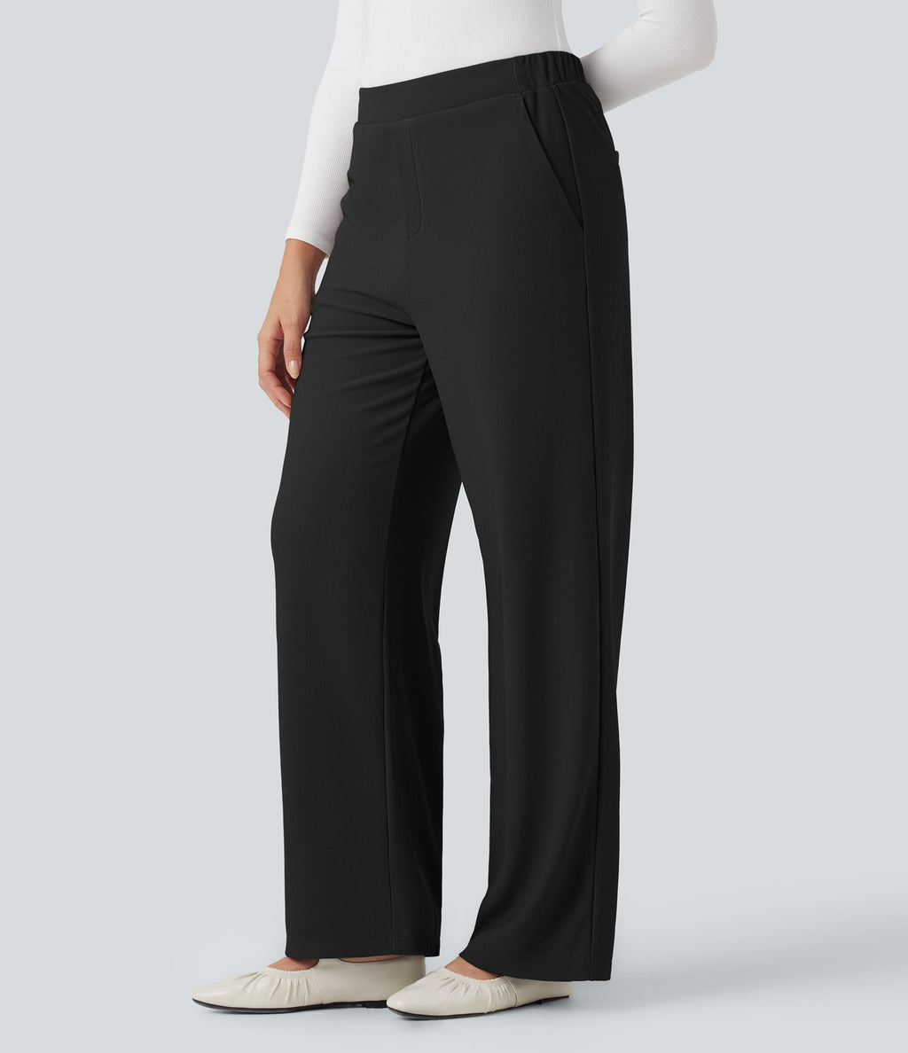 Pantalon tailleur baggy gaufré Halara Flex™ taille haute avec poches