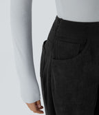 Pantalon velours côtelé tailleur et large Halara Flex™, taille haute, avec poches