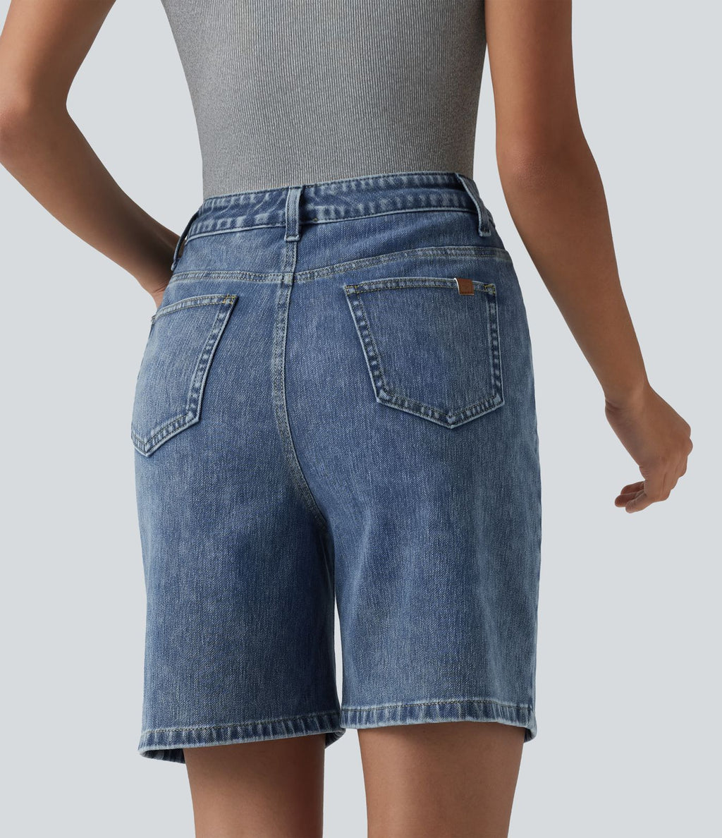 Short en jean Halara Flex™ taille haute décontracté 17,5 cm avec poches