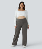Pantalon coupe droite grande taille taille haute DayStretch avec poches