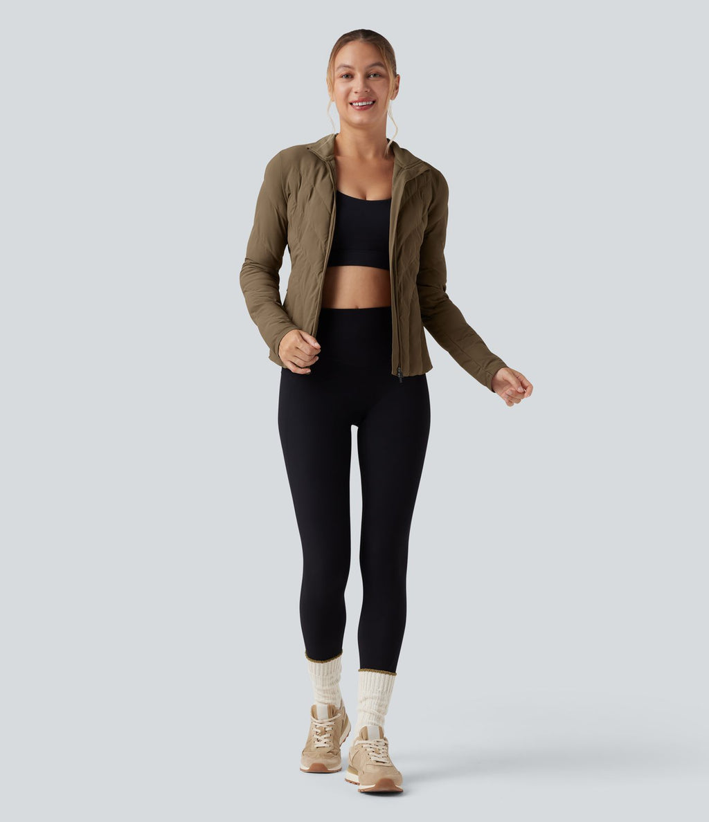 PuffFlex Veste matelassée casual extensible à col montant et manches longues avec poches