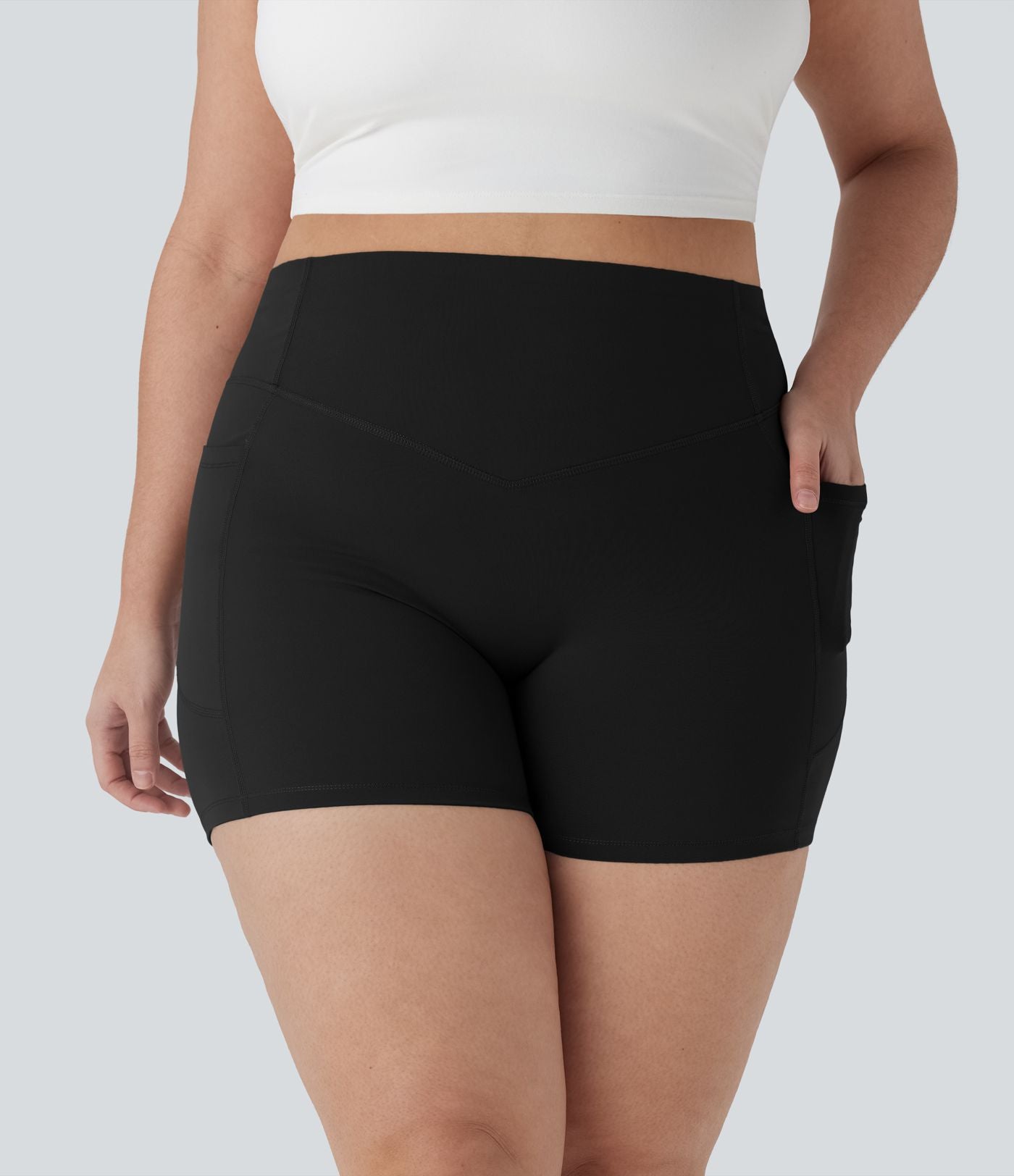 Short cycliste 7,5 cm d'entraînement gainant taille haute avec poches Halara UltraSculpt™