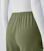 Pantalon taille haute décontracté large en maille gaufrée, avec poches