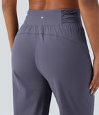 Jogging de danse fuselé froncé séchage rapide effet frais InstantCool taille haute avec cordon de serrage et poches, protection solaire UPF40+
