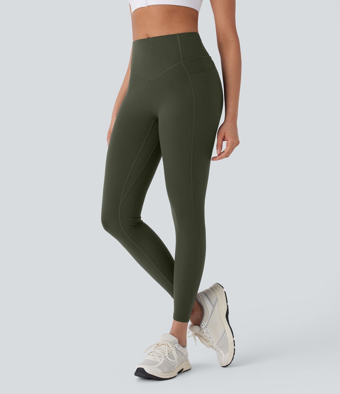 Legging de yoga gainant galbant taille haute avec fronces et poches Halara UltraSculpt™