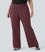 Pantalon tailleur évasé grande taille taille haute Halara Flex™ DayStretch avec poches zippées latérales