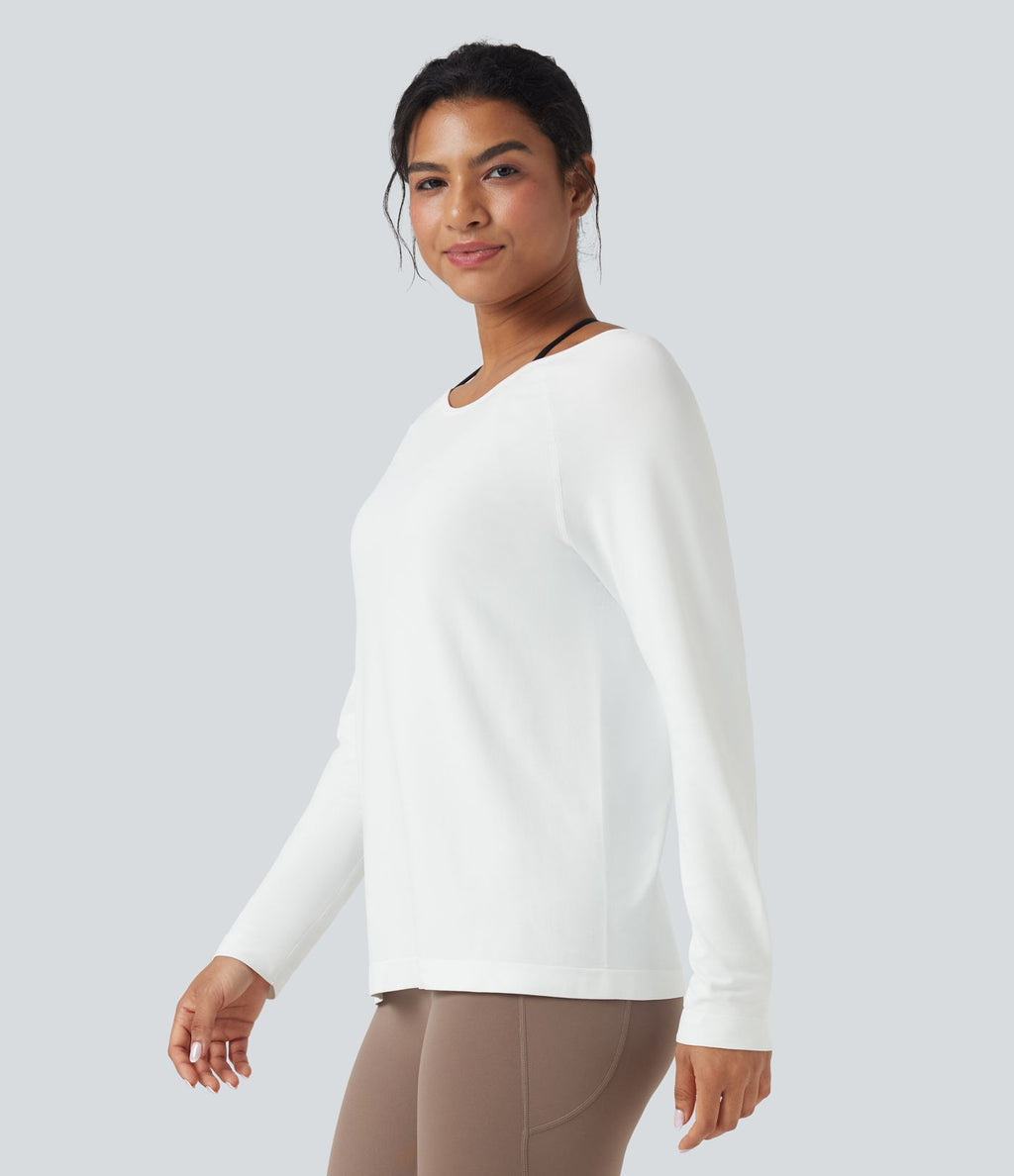 Haut de sport décolleté rond à manches longues sans couture OneForm Seamless Flow