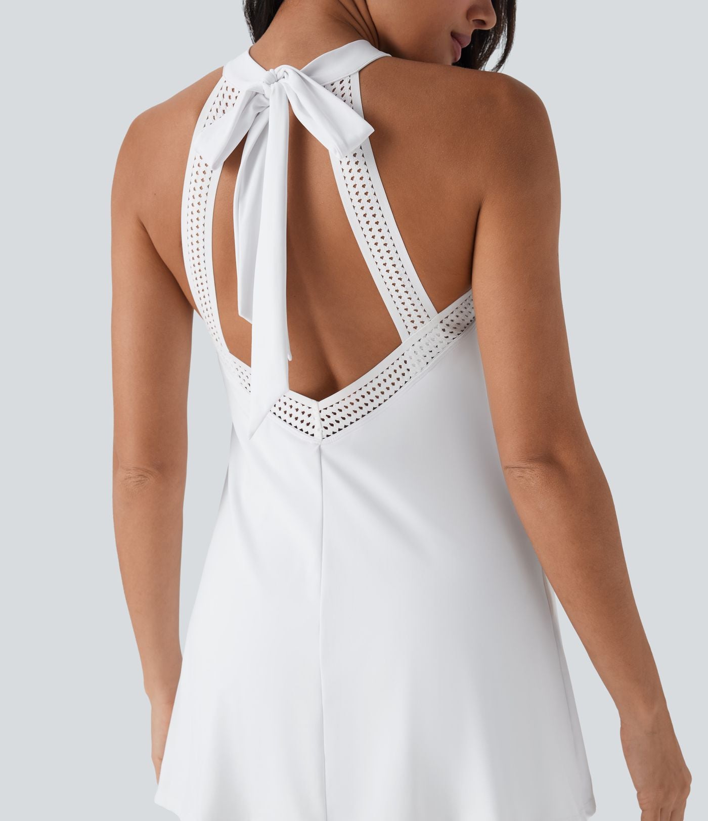 Robe de yoga courte 2-en-1 dos nu à nouer Softlyzero™ Airy Cool Touch avec poche latérale - UPF50+