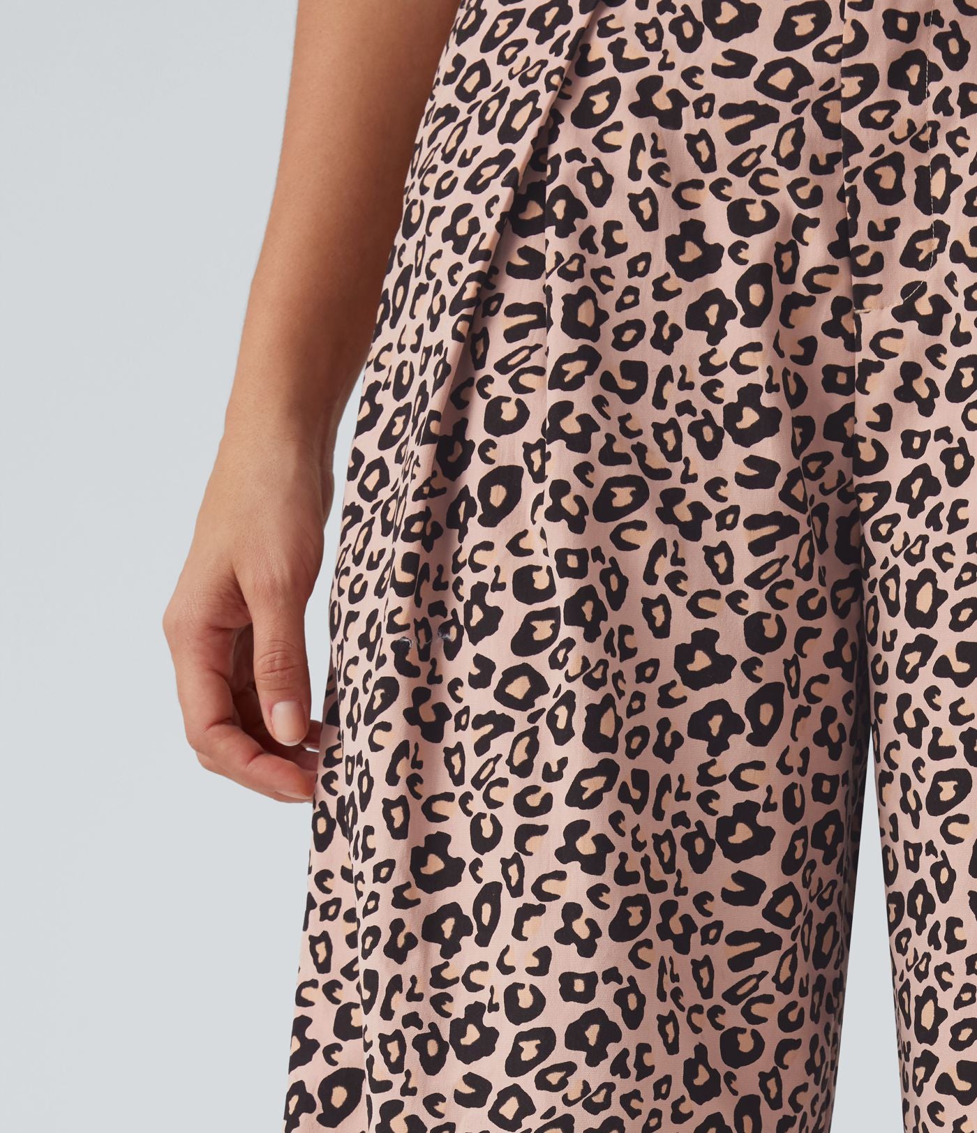 Pantalon large décontracté imprimé léopard taille mi-haute avec poches