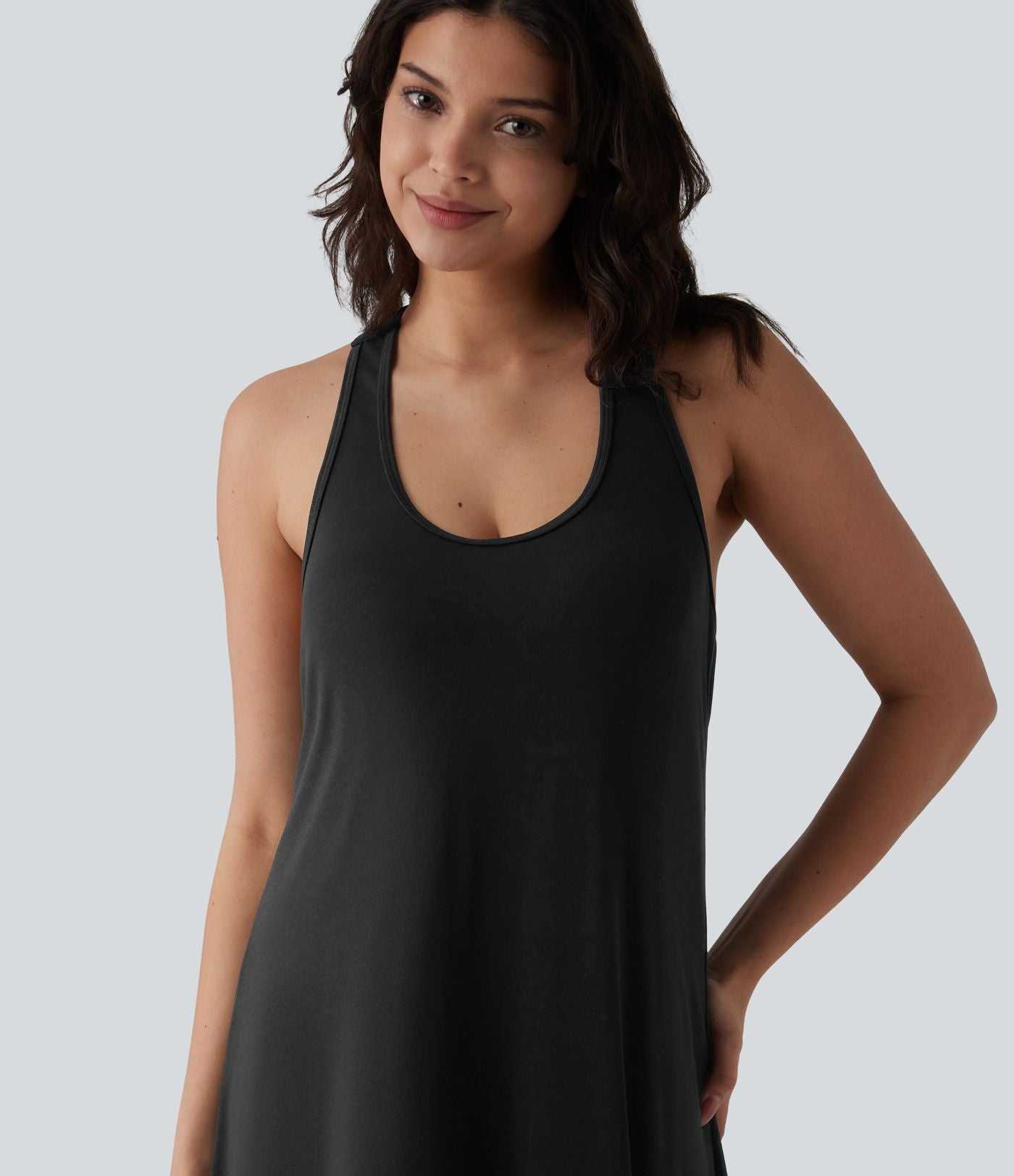 Robe longue fluide casual col U