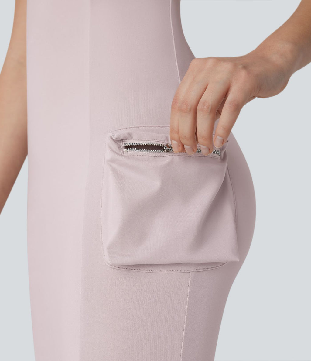 Robe active mini moulante 2 pièces dos nageur avec poches cargo à fermeture éclair
