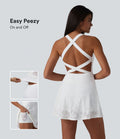 Robe de yoga évasée 2-en-1 SoftlyZero™ QuickDry avec soutien-gorge intégré, dentelle contrastée et poches - Édition Easy Peasy