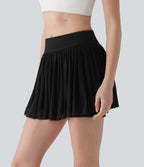 Jupe-short de tennis mini 2-en-1 taille mi-haute mesh contrasté avec poche
