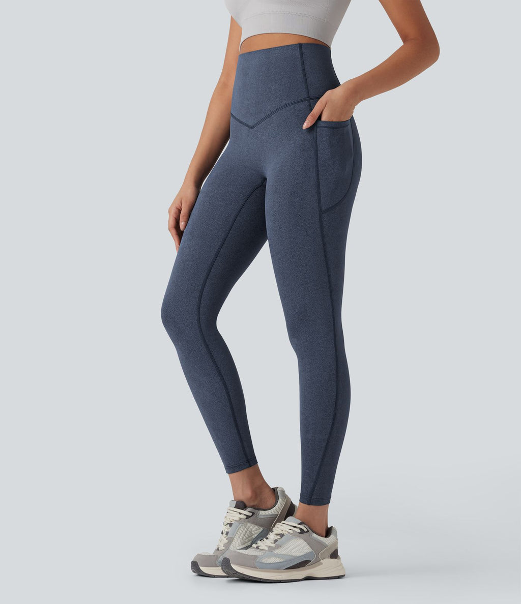 Legging de yoga gainant taille haute imprimé denim avec poches Halara UltraSculpt™