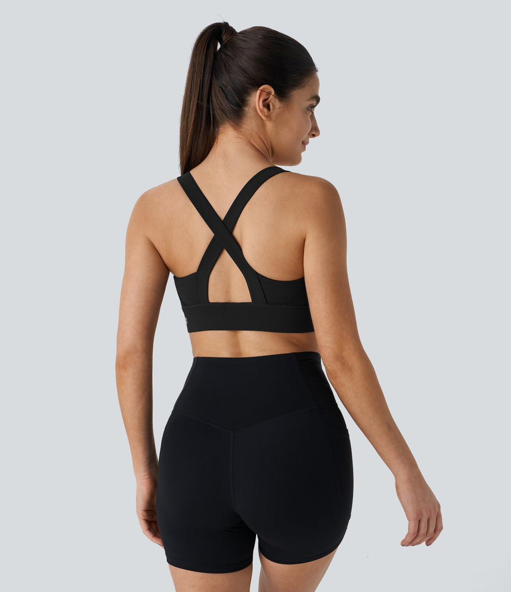 SpeedWave™ Brassière de Sport à Soutien Moyen avec Dos Croisé Nu Zip et Séchage Rapide