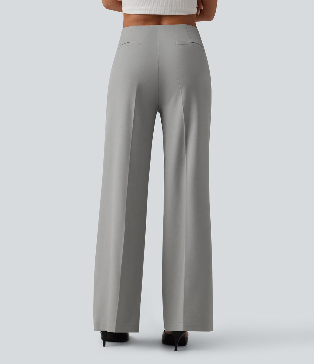 Pantalon tailleur large taille basse avec poches