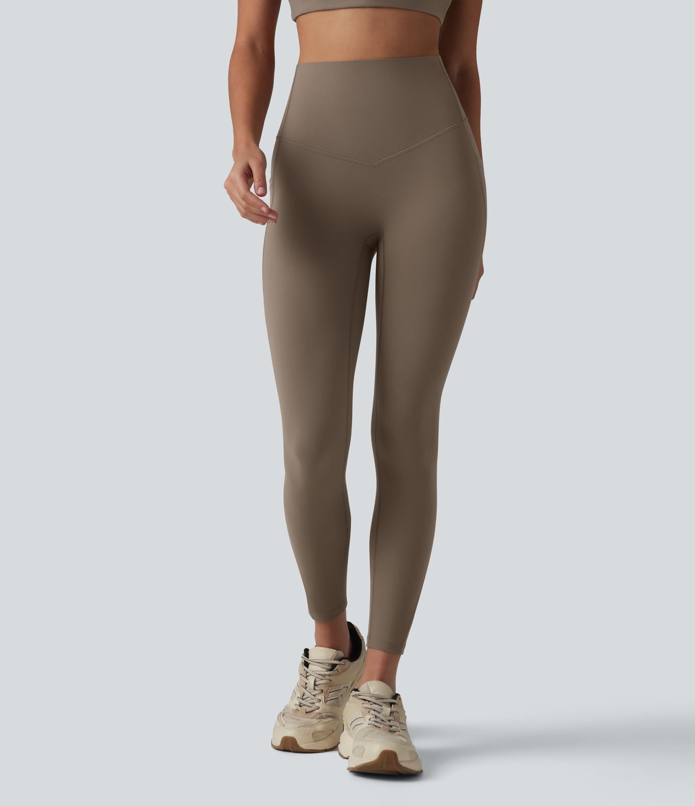 Halara UltraSculpt™ Legging 7/8 gainant taille haute contrasté côtelé pour le yoga avec poches