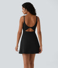 Robe de sport danse 2-pièces SoftlyZero™ Plush double bretelles caraco avec poche A-D
