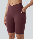 SoftlyZero™ Short cycliste de yoga croisé taille haute 23 cm avec poches - UPF50+