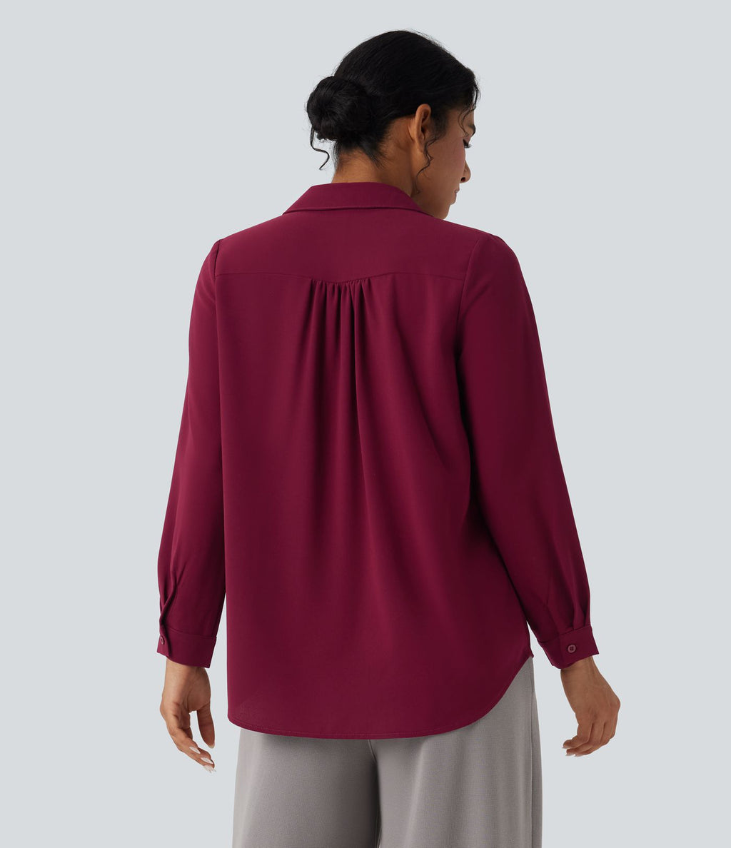 Chemise de travail col V manches longues avec poches