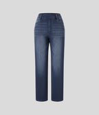 Jean droit Halara Flex™ à taille haute, poches multiples, effet délavé et tissu extensible