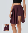 Jupe-short décontractée Breezeful™ taille haute plissée 2-en-1 avec boucle ajustable à séchage rapide et poche latérale - Longueur rallongée