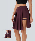 Jupe-short décontractée Breezeful™ taille haute plissée 2-en-1 avec boucle ajustable à séchage rapide et poche latérale - Longueur rallongée