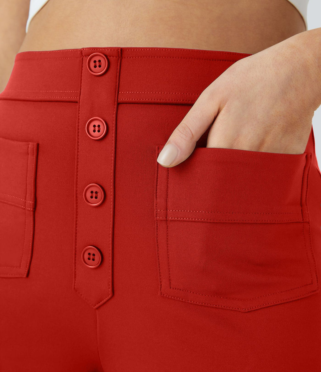 Pantalon taille haute coupe droite DayStretch avec poches