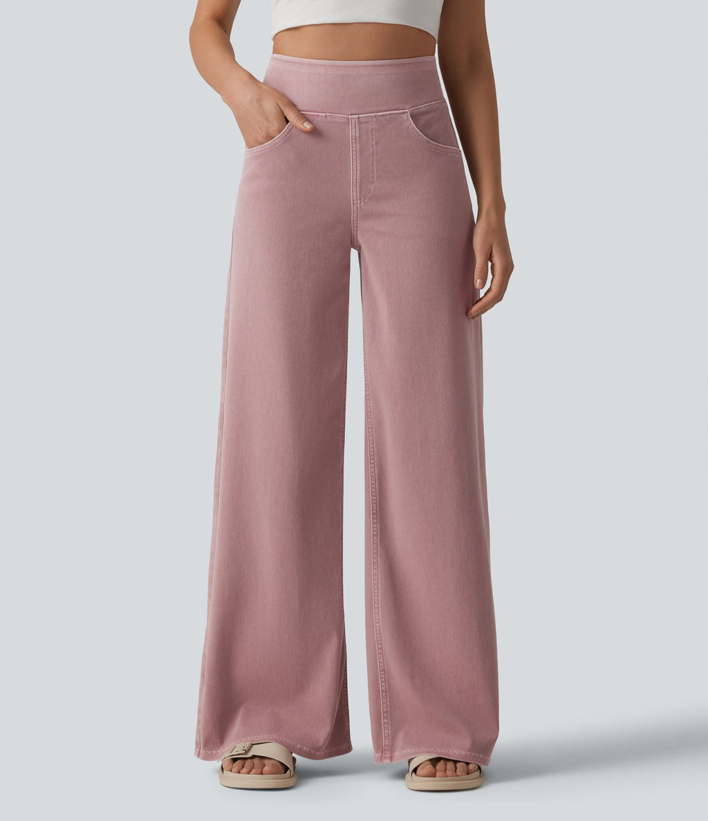 Halara Flex™ Jean large coloré casual taille haute avec poches