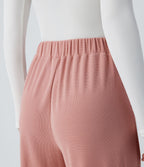 Pantalon taille haute décontracté large en maille gaufrée, avec poches