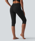 SoftlyZero™ Legging corsaire de yoga croisé taille haute avec dentelle contrastée et poches - UPF50+