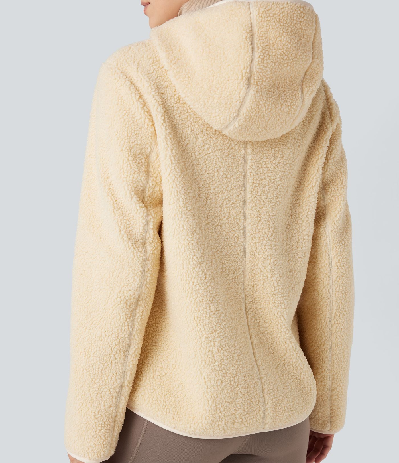 Veste sherpa randonnée à capuche manches longues avec poches