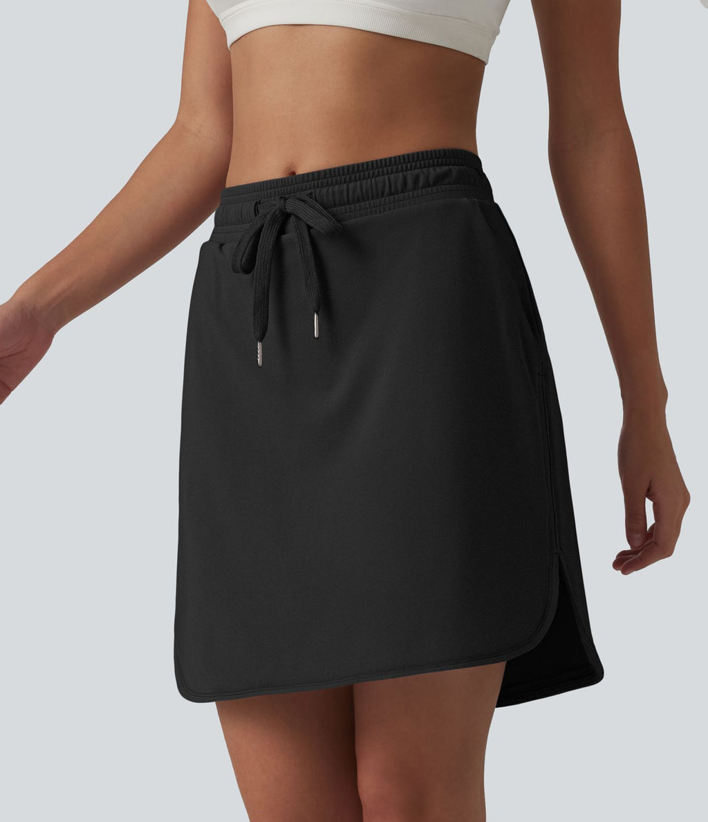 Jupe de sport 2 en 1 SoftlyZero™ Airy, taille mi-haute, ourlet incurvé et cordon de serrage, avec poches
