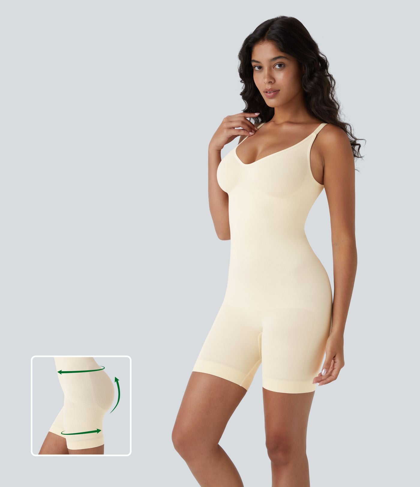 Body sculptant sans coutures à effet seconde peau, bretelles ajustables, dos nu, effet ventre plat et push-up fessier