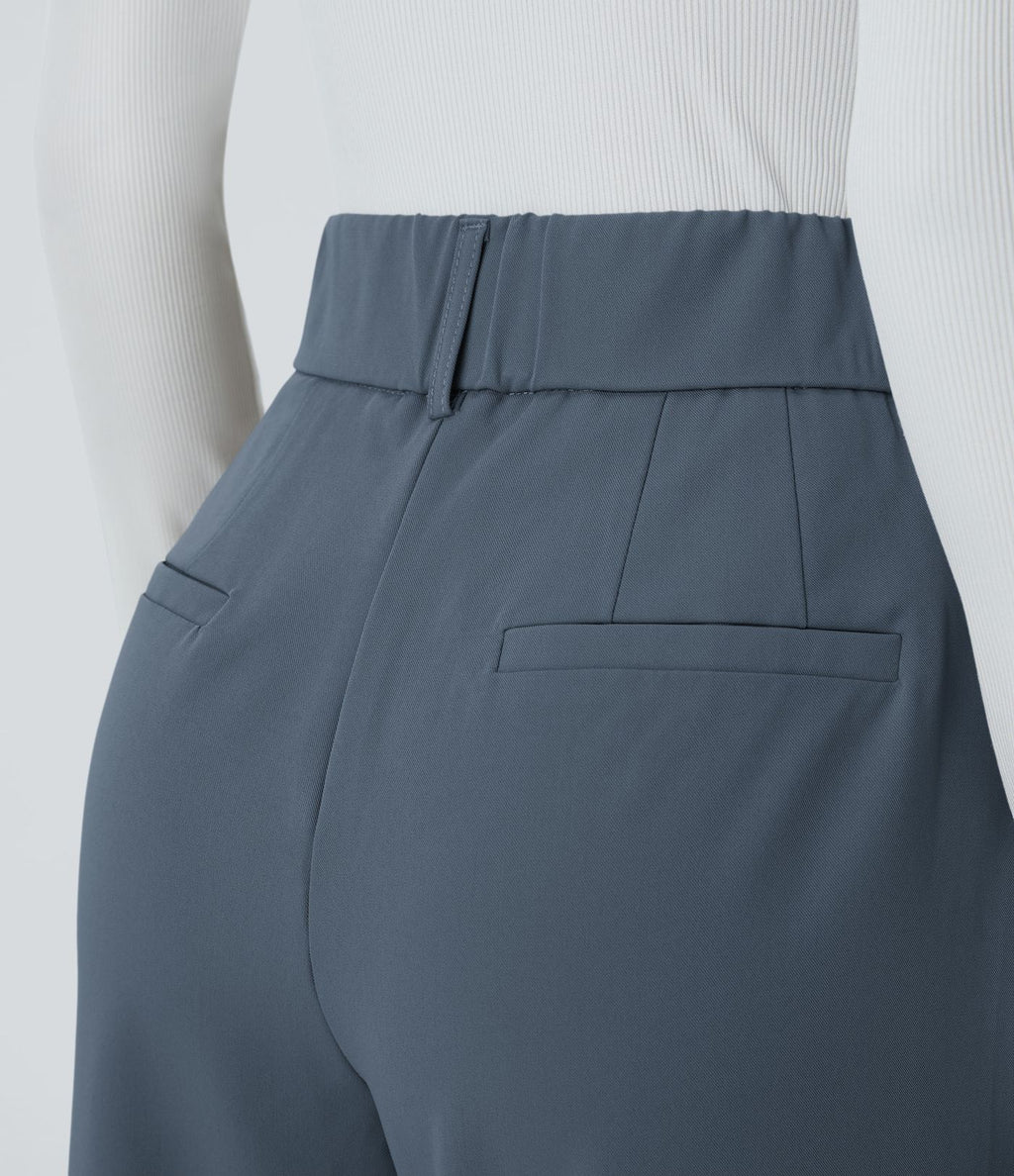 Pantalon tailleur Halara Flex™ fuselé uni, taille haute, avec poches
