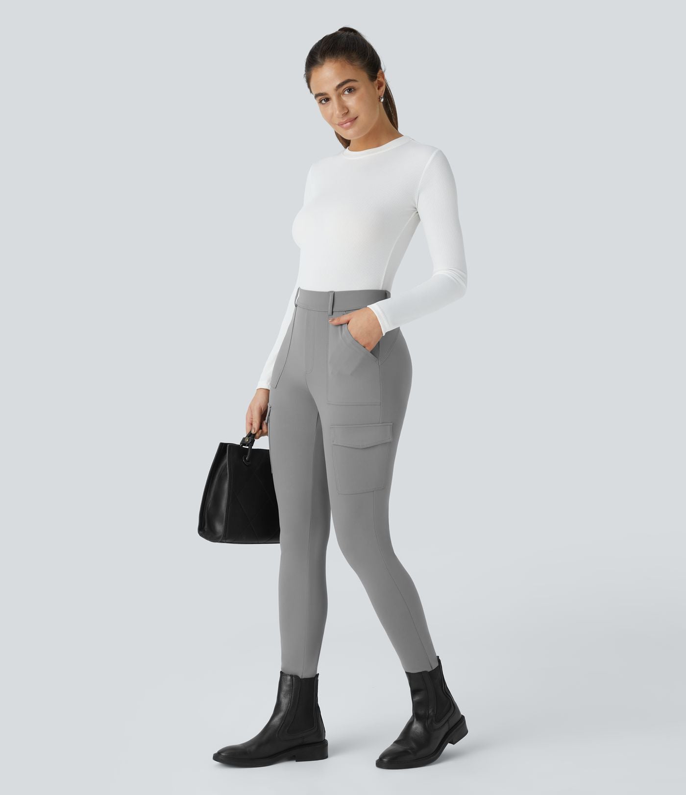 Pantalon cargo ajusté tailleur taille haute Halara Flex™ DayStretch avec poches