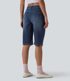 Halara Flex™ Short en jean casual taille mi-haute ourlet roulé avec poches