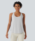 Débardeur yoga dos nu col U avec bretelles croisées, ourlet arrondi et effet frais InstantCool, protection solaire UPF50+