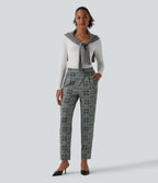 Pantalon tailleur Halara Flex™ fuselé à carreaux taille haute avec poches
