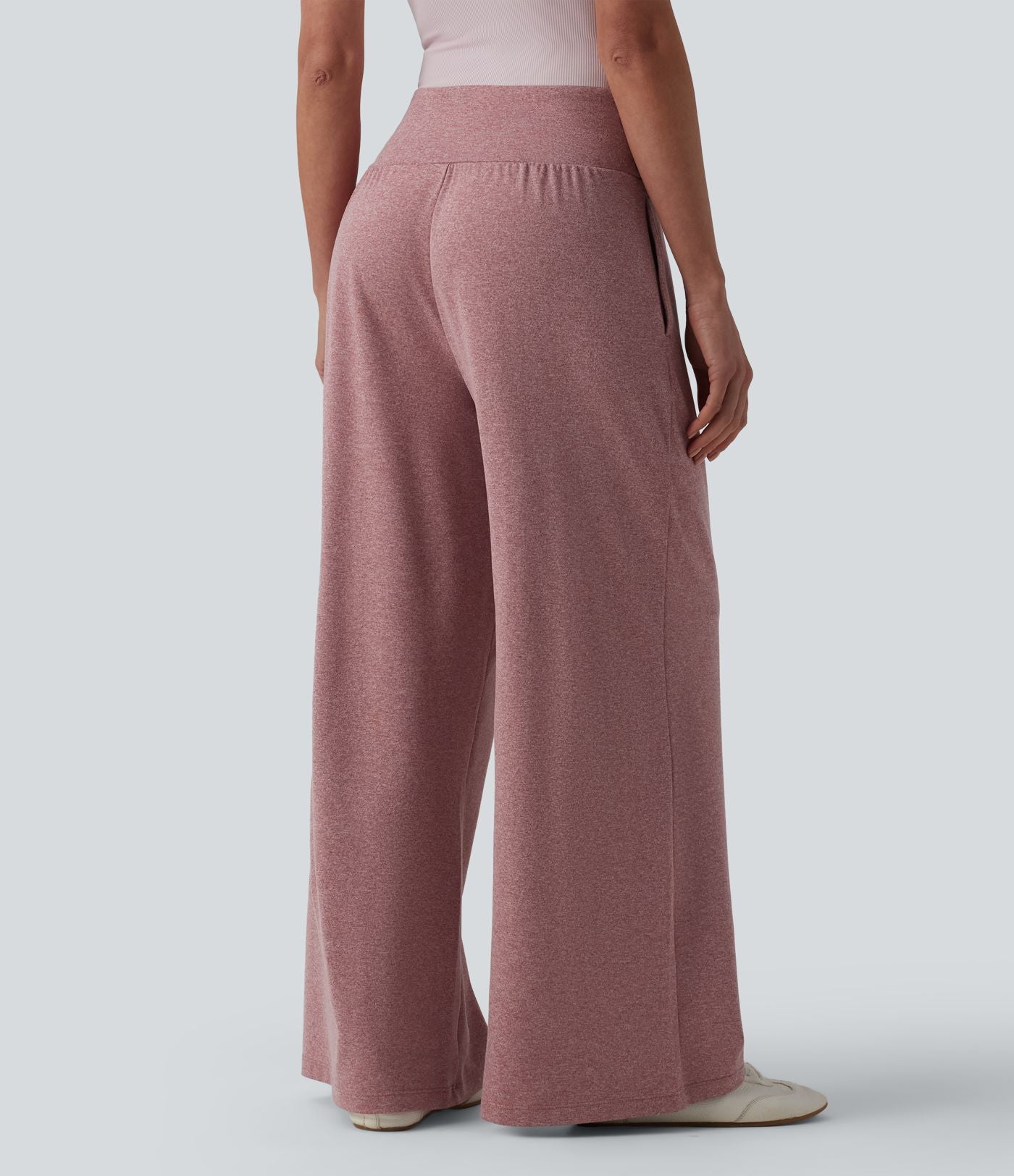 Pantalon casual large gainant taille haute à cordon de serrage avec poches