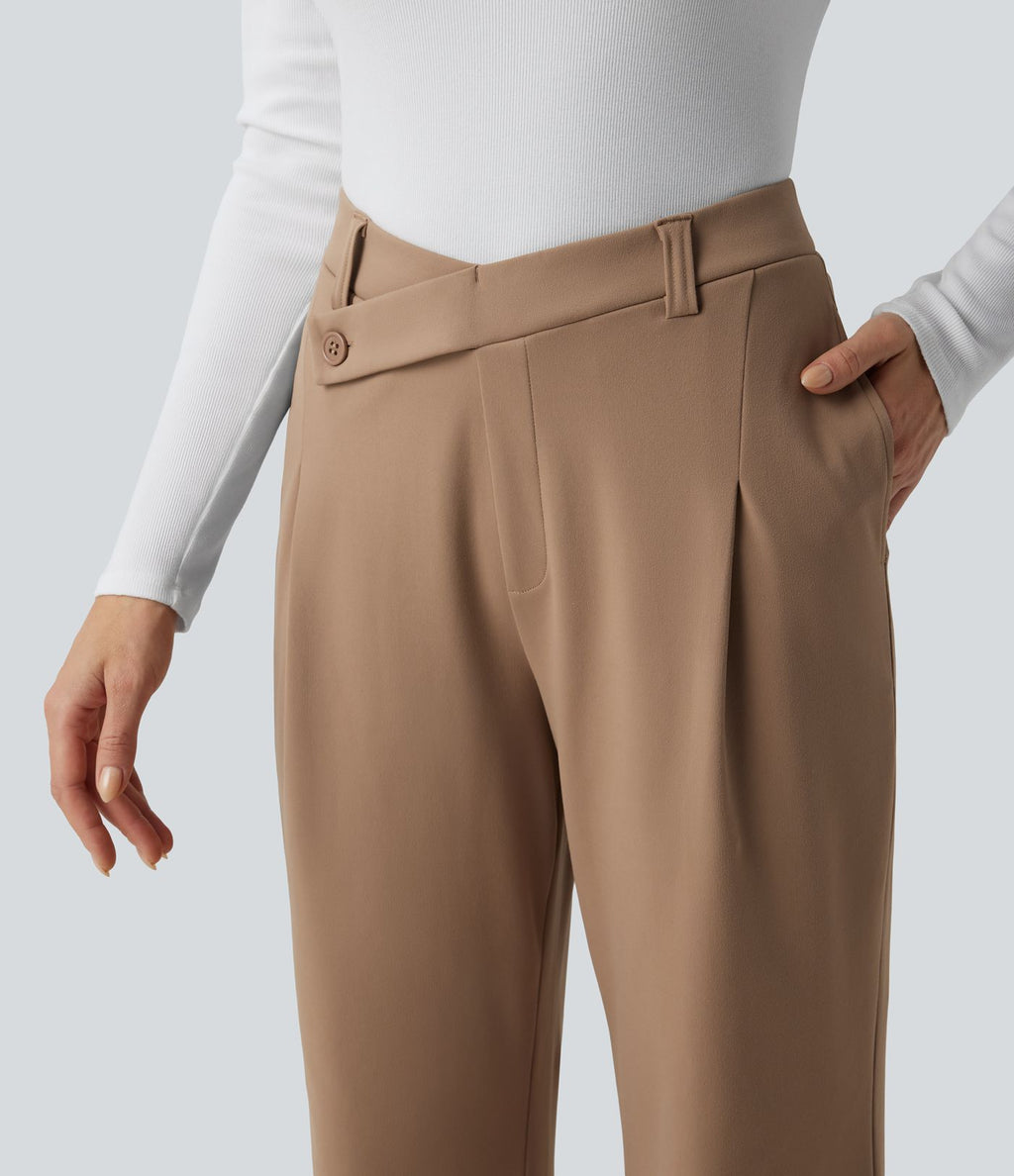 Pantalon tailleur évasé asymétrique taille haute Halara Flex™ DayStretch avec poches